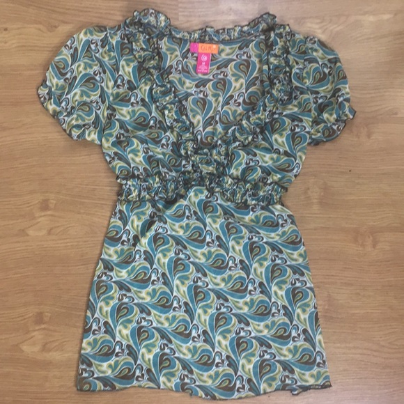 Tops - Baby Doll Top Green, Yellow, Brown Sheer Size Med